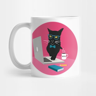 Work From Home Cat (Circle Design) Mug